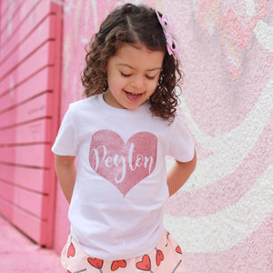 Personalized Glitter Heart - Kids Tee