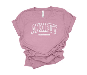 Anxiety University | White ink - Unisex Adult Tee *multiple colors*