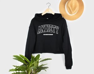 Anxiety University - Women's Black Cropped Hoodie