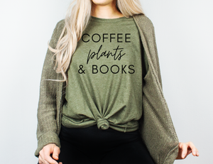 Coffee Plants & Books | Black ink - Adult Unisex Tee