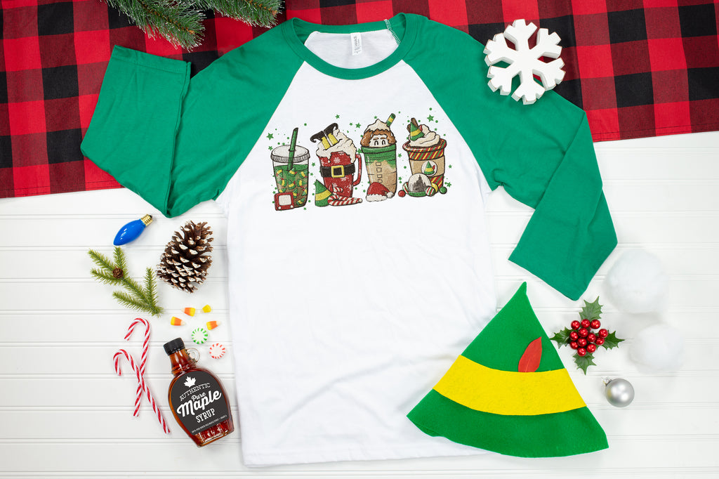 Elf Friend Lattes - Adult Unisex Raglan