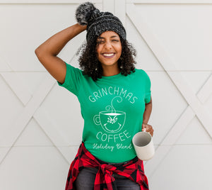 Grinchmas Coffee - Adult Holiday Tee | White ink