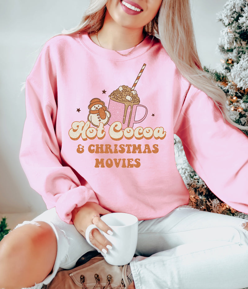 Hot Cocoa & Christmas Movies *RTS* - XL Pink Unisex Fleece Pullover