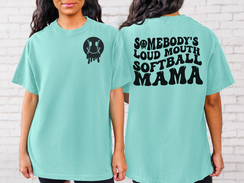 Loud Mouth Softball Mama - Comfort Colors Adult Tee *multiple colors*