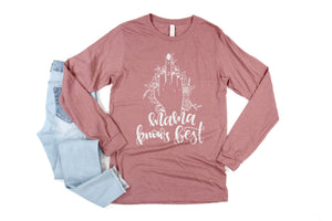 Mama Knows Best | White ink - Heather Mauve Unisex Long Sleeve