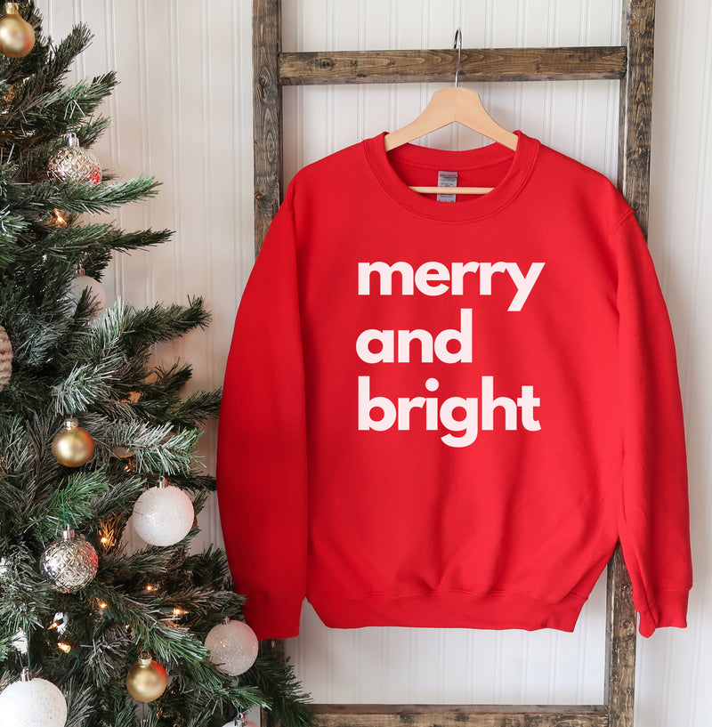 merry and bright cute funny adult Christmas shirt christmas sweatshirt christmas sweater womens merry christmas sweatshirt fleece xmas sweatshirt