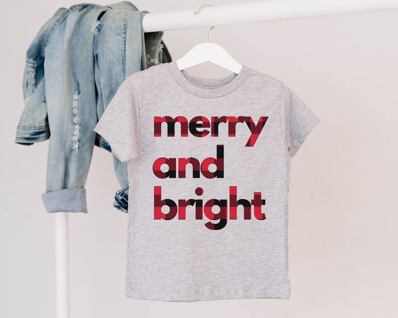 Merry and Bright - Kids Holiday Tee | Buffalo Plaid