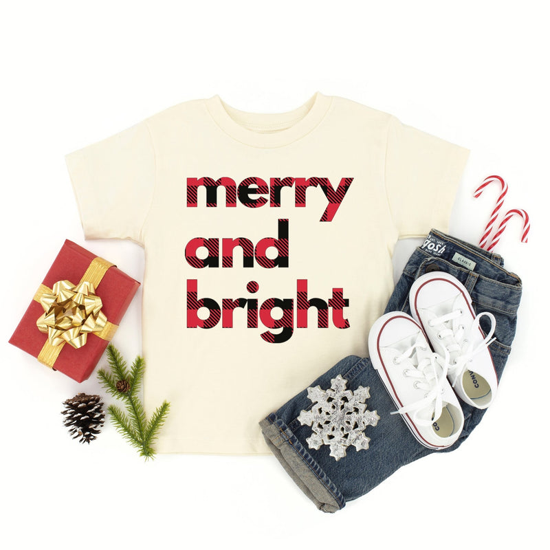 Merry and Bright | Buffalo Plaid - Kids Tee