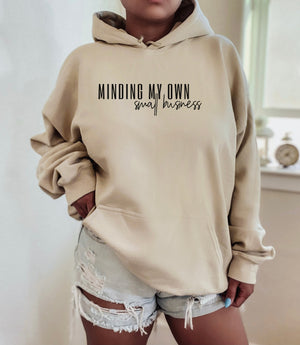 Minding my own Small Business | Black ink - Sand Unisex Adult Fleece Hoodie