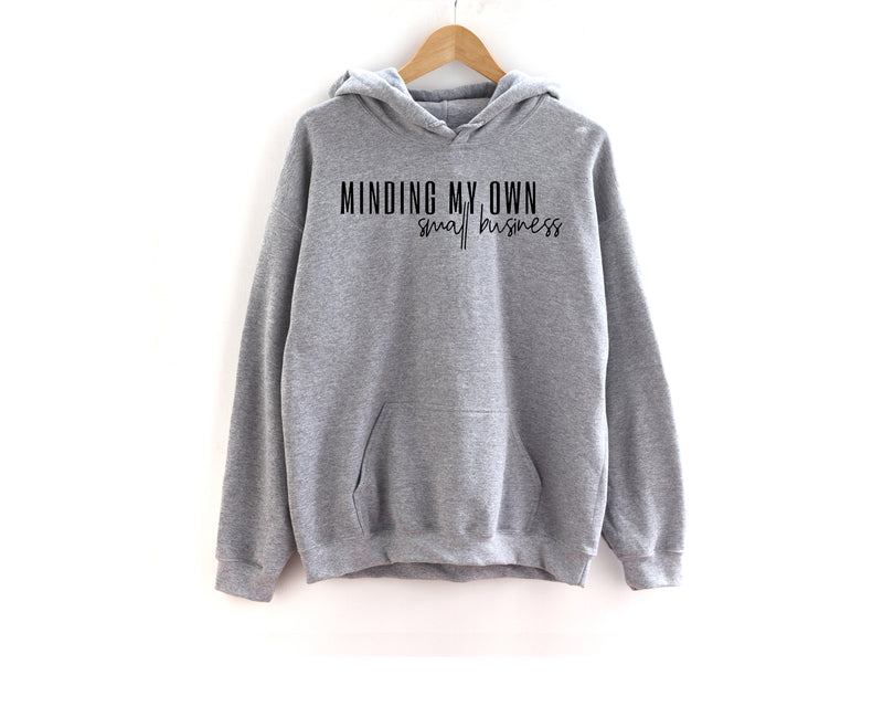 Minding my Own Small Business | Black ink - Sport Grey Unisex Hoodie