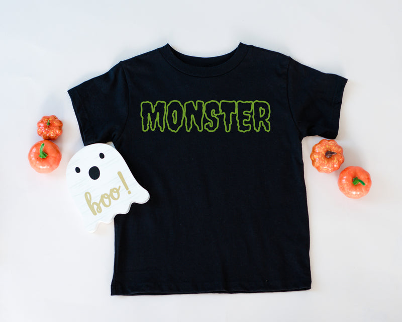 Monster - Kids Halloween Tee | Lime Green ink
