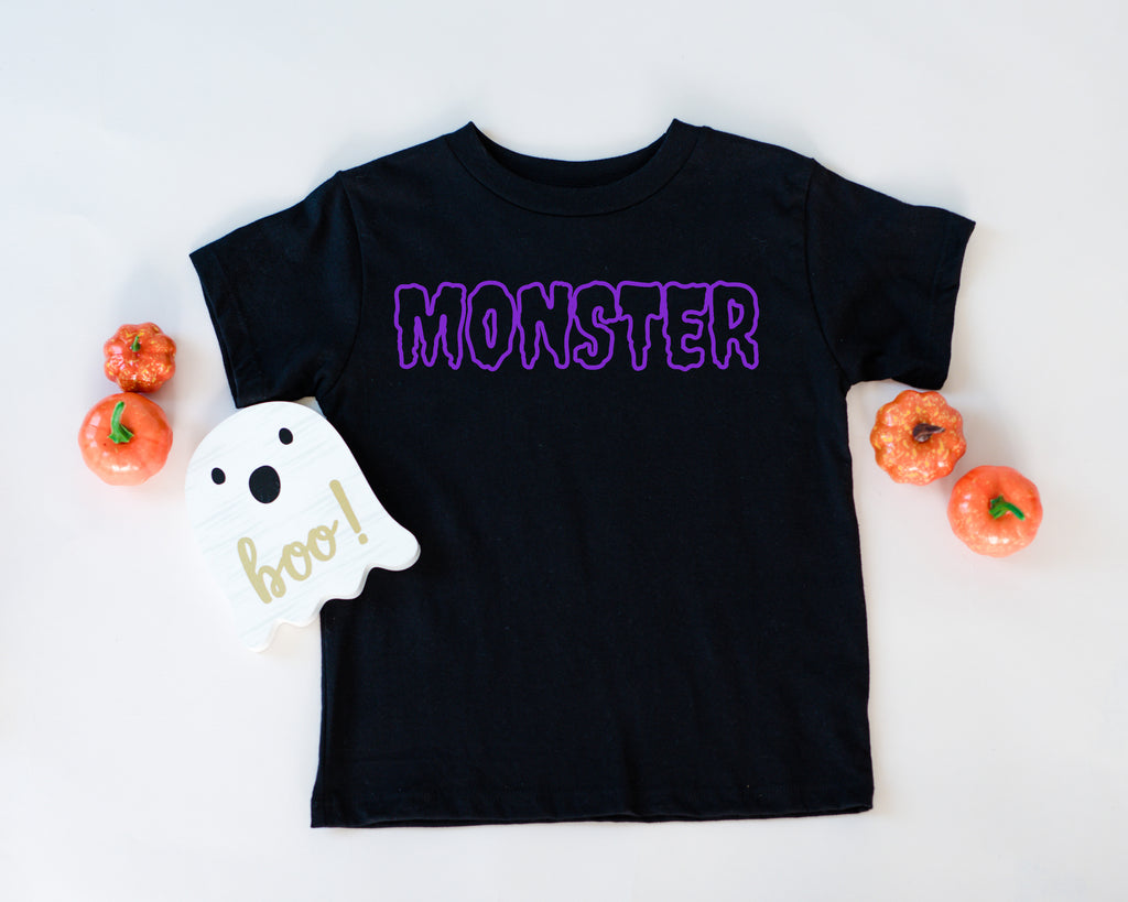 Monster - Kids Halloween Tee | Purple ink