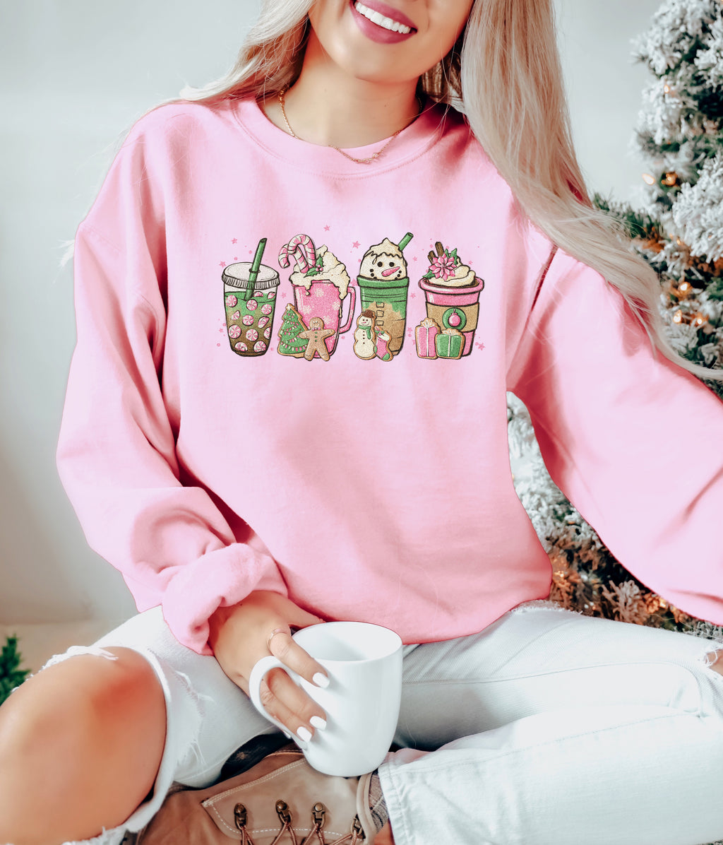Pink Snowman Lattes - Unisex Adult Fleece Sweatshirt