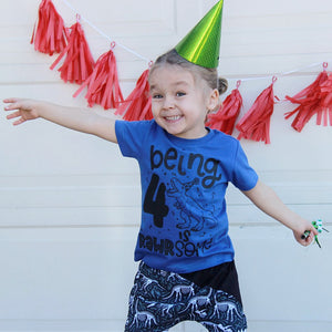Being 4 is Rawrsome - Kids Birthday Tee