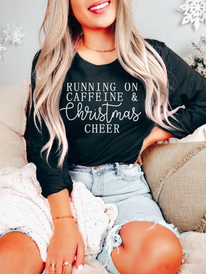 Running on Caffeine & Christmas Cheer - Adult Unisex Long Sleeve | White ink