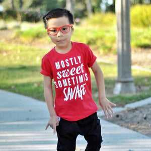 mostly sweet sometimes savage funny kids toddler baby tee shirt