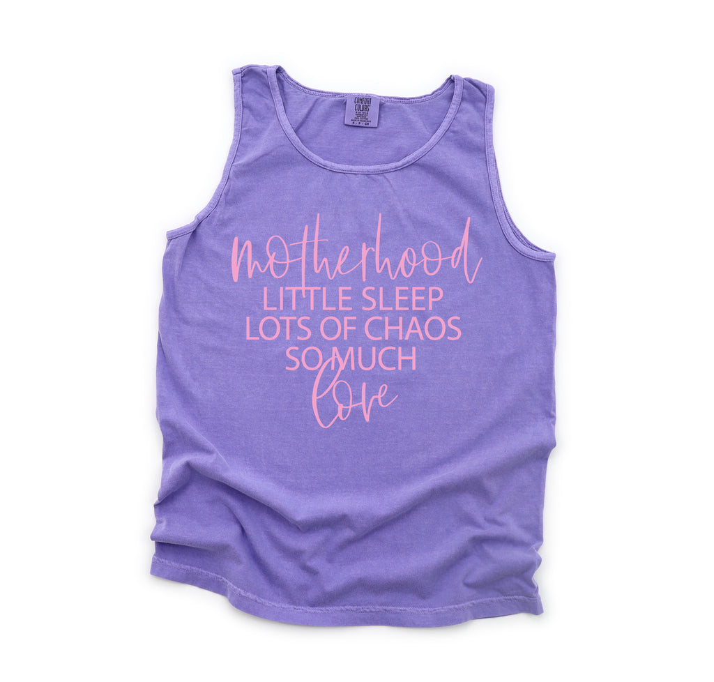 Sleep Chaos Love - Violet Comfort Colors Adult Tank | Pink ink