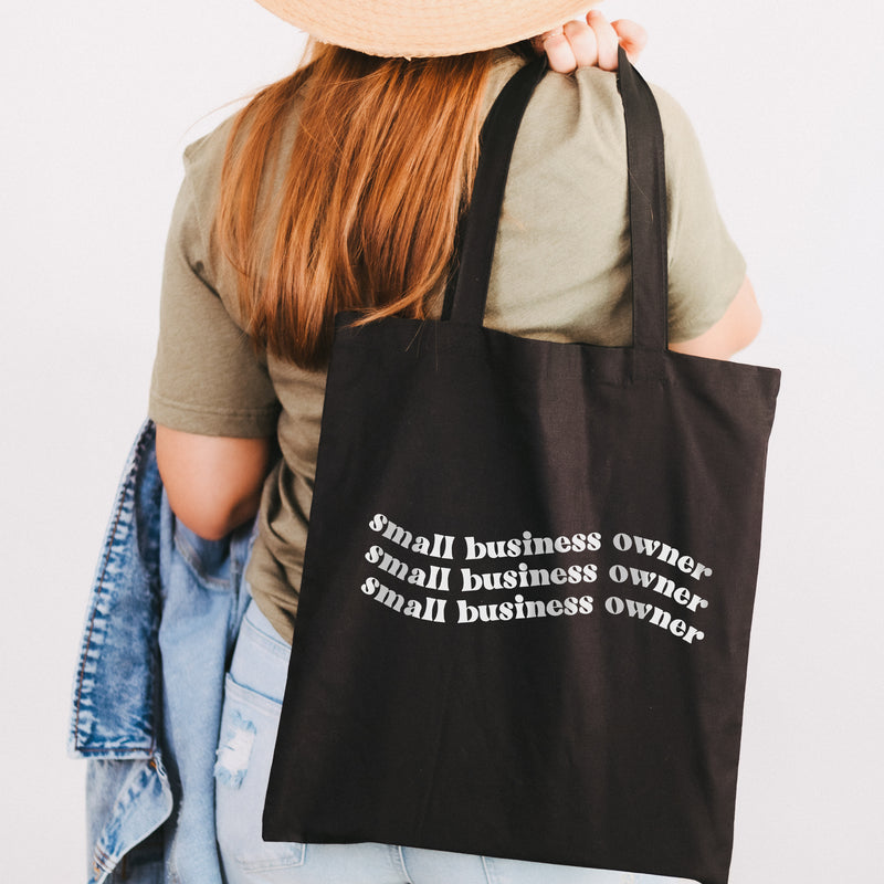 Small Business Owner wave - Black Canvas Tote Bag