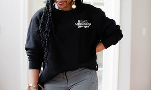 Retro Small Business Owner | White ink - Black Unisex Adult Fleece Pullover