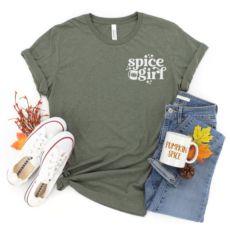 spice girl pumpkin spice latte fall womens tee shirt autumn shirt for her womens fall t-shirt 
