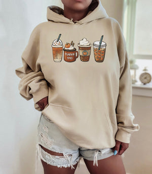 Pumpkin Spice Lattes - Sand Unisex Adult Fleece Hoodie
