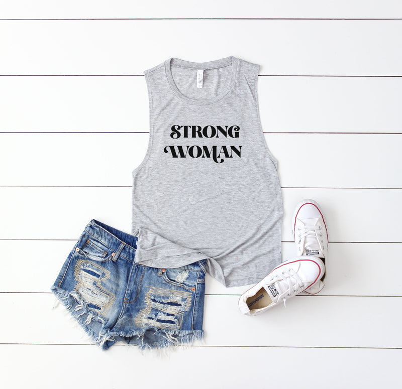Strong Woman - Athletic Grey Women's Muscle Tank