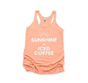 Sunshine + Iced Coffee - Women's Racerback Tank | White ink