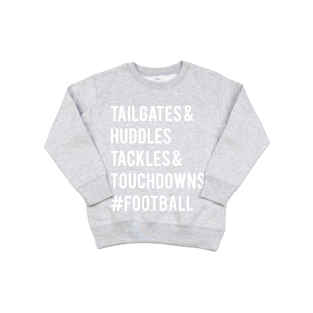 tailgates huddles tackles touchdowns kids football shirt football fleece sweatshirt boys girls toddlers football pullover football toddler shirt