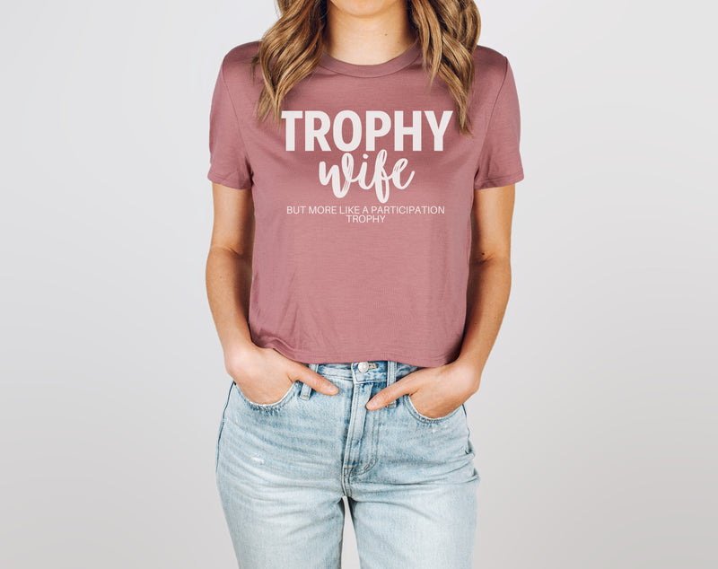 Trophy Wife - Mauve Women's Cropped Tee | White ink