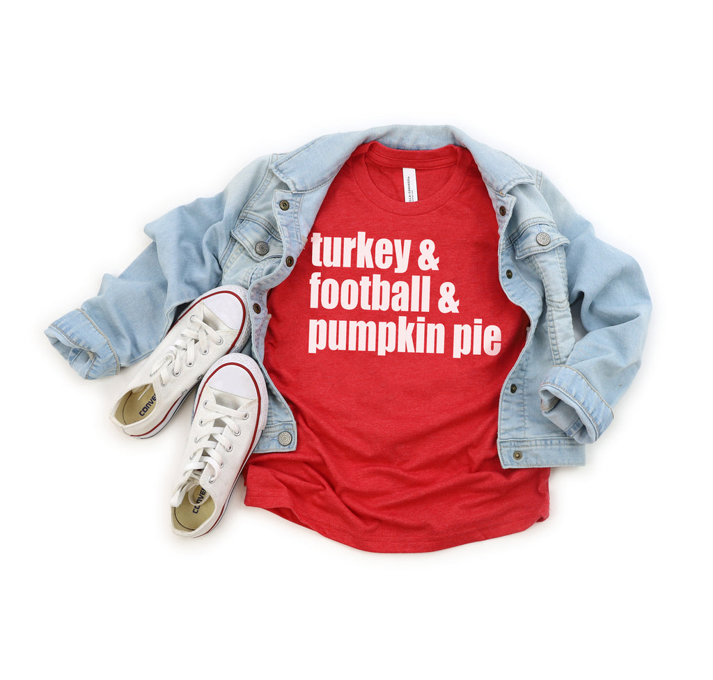 Turkey Football Pumpkin Pie - Kids Thanksgiving Tee