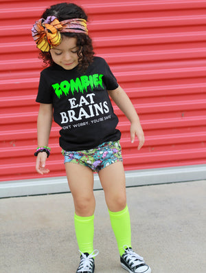 Zombies Eat Brains - Kids Tee | Green ink