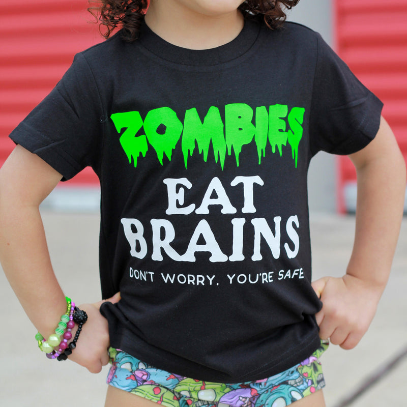 Zombies Eat Brains - Kids Tee | Green ink